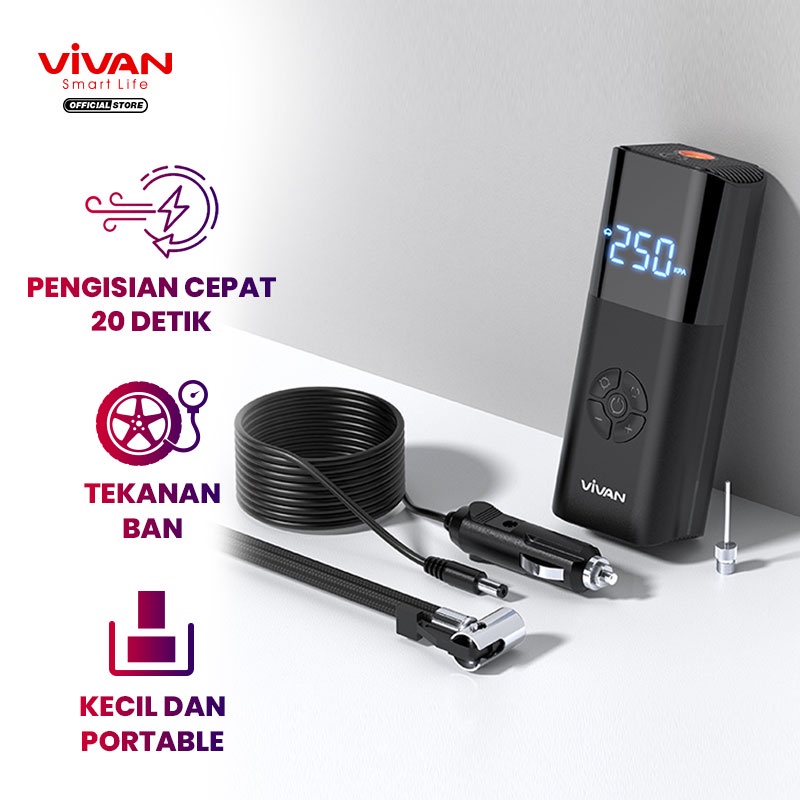 Jual Pompa Ban Mobil Portable Vivan Inflator Tire Vti Elektrik Lcd