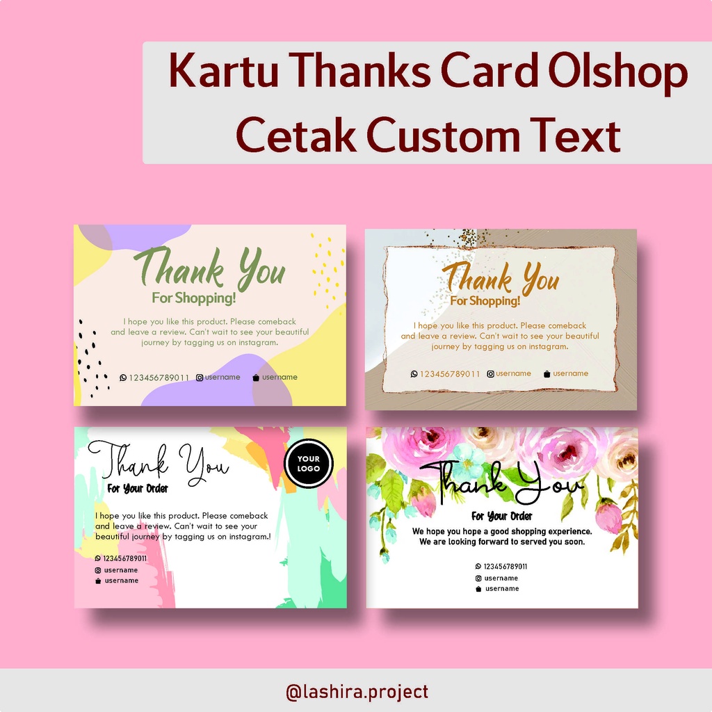 Jual Kartu Ucapan Terima Kasih Online Shop Thanks Card Olshop Custom