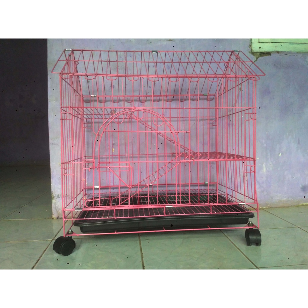 Jual Kandang Besi Lipat Model Atap Rumah Ukuran 60x40x60 Kandang Kucing