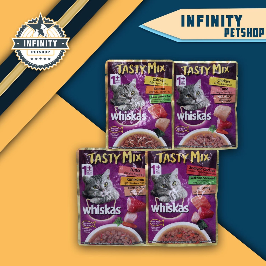 Jual Whiskas Tasty Mix Wet Food Makanan Kucing Basah Pouch Gr