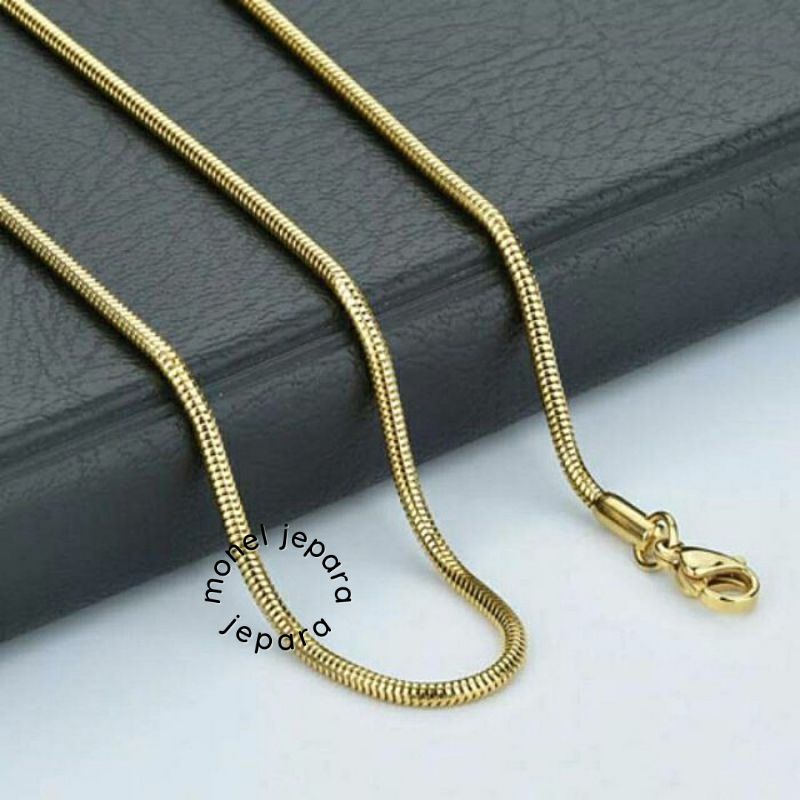 Jual Kalung Titanium Emas Pria Wanita Panjang 35 45 50 60 Cm Shopee