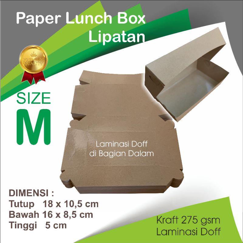 Jual Kraft Paper Lunch Box Kotak Makan Kertas Kraft Lipatan Ukuran M