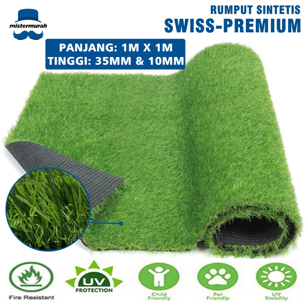 Jual KARPET RUMPUT SINTETIS PALSU ARTIFICIAL SWISS GRASS 1 METER 10MM