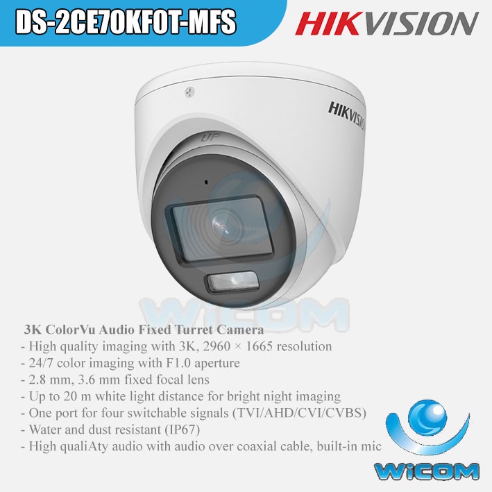 Jual Hikvision 3K 5MP ColorVu Audio Fixed Turret Camera Analog Analog