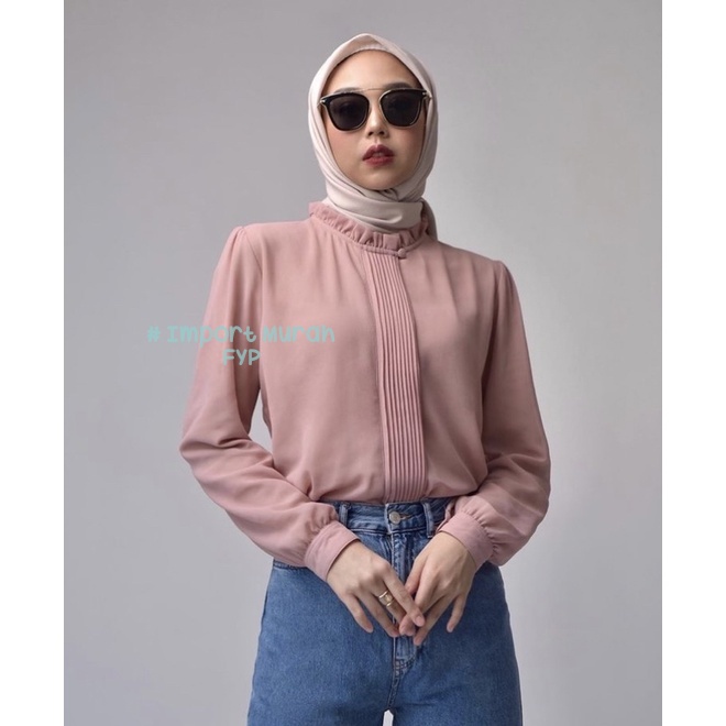 Jual Kemeja Blouse Wanita Opnaisel Polos Bahan Katun Shakila Shopee