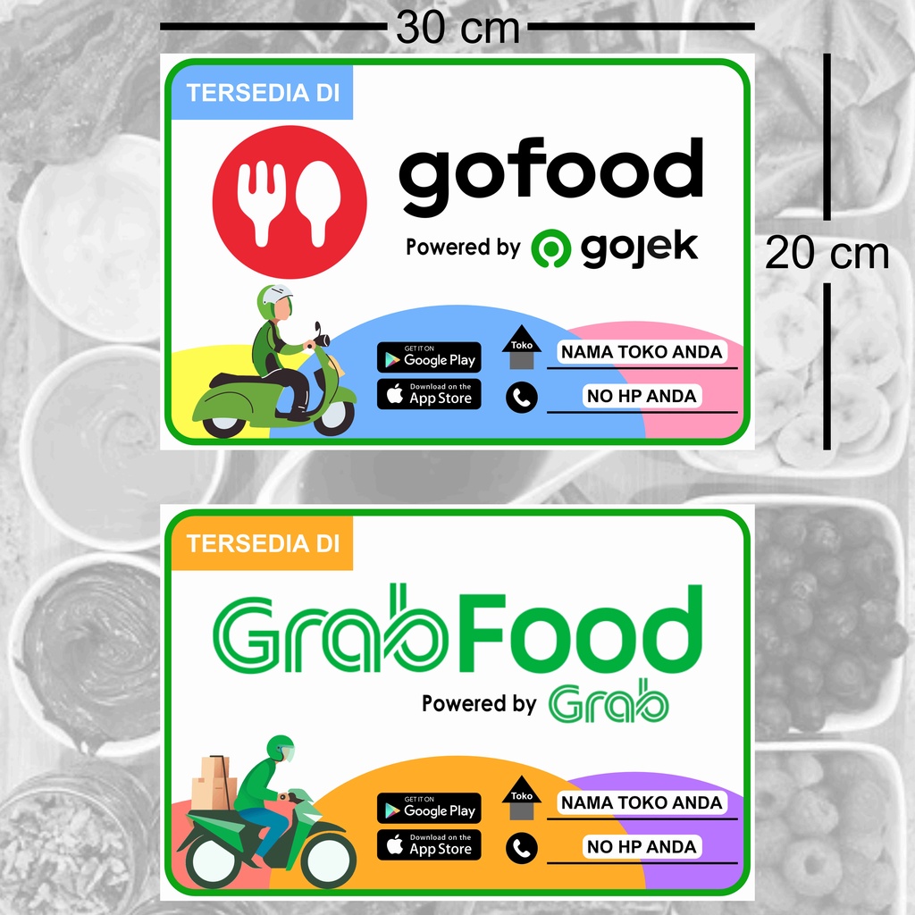 Jual Stiker Gofood Dan G Rab Food Kostum Nama Toko Atau Outlet Shopee