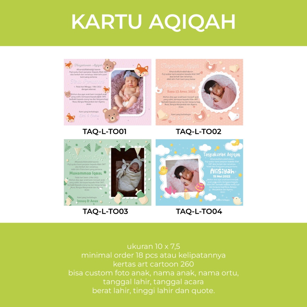 Jual Kartu Ucapan Tasyakuran Aqiqah Sticker Ucapan Kelahiran Bayi