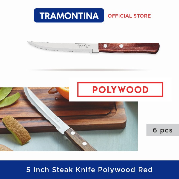 Jual Pisau Tramontina 6 Pcs 5 Inch Polywood Steak Knife Red Shopee