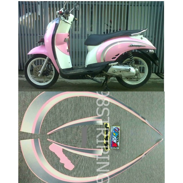 Jual STIKER STRIPING LIS STANDAR ORI HONDA SCOOPY PINK TAHUN 2011 2012