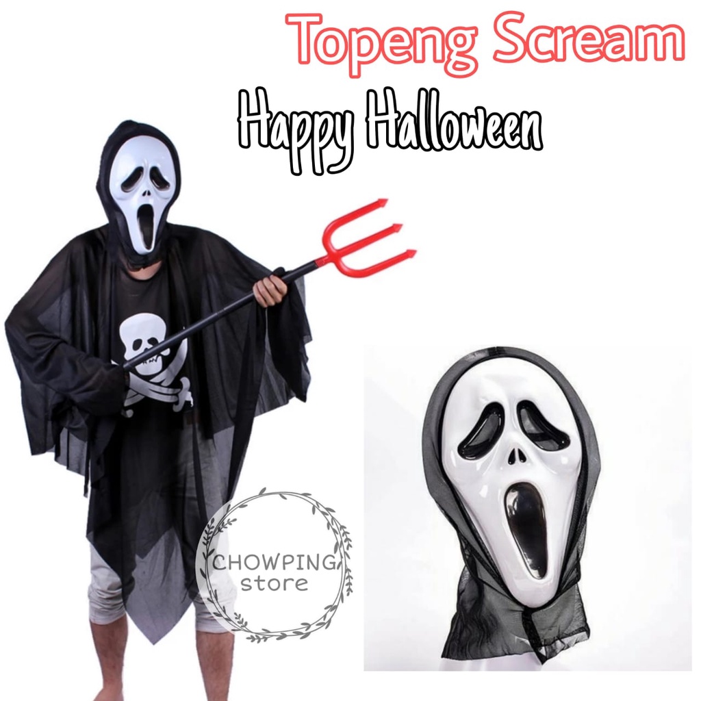 Jual Topeng Pesta Halloween Cosplay Scream Kostum Seram Scary Skull