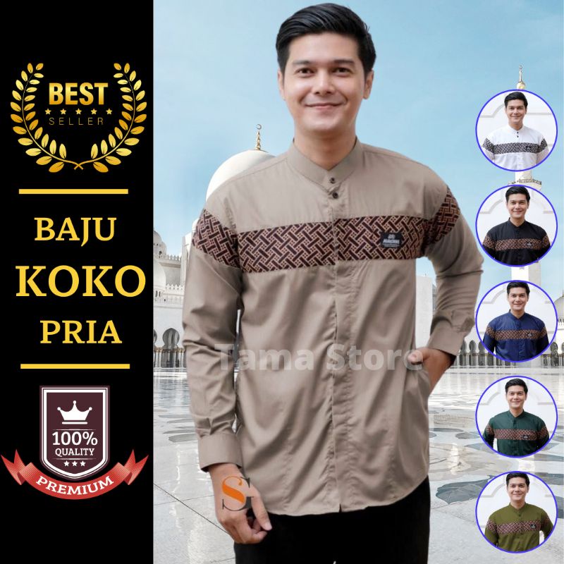 Jual Baju Koko Lengan Panjang Motif Qinang Batik Original Terbaru