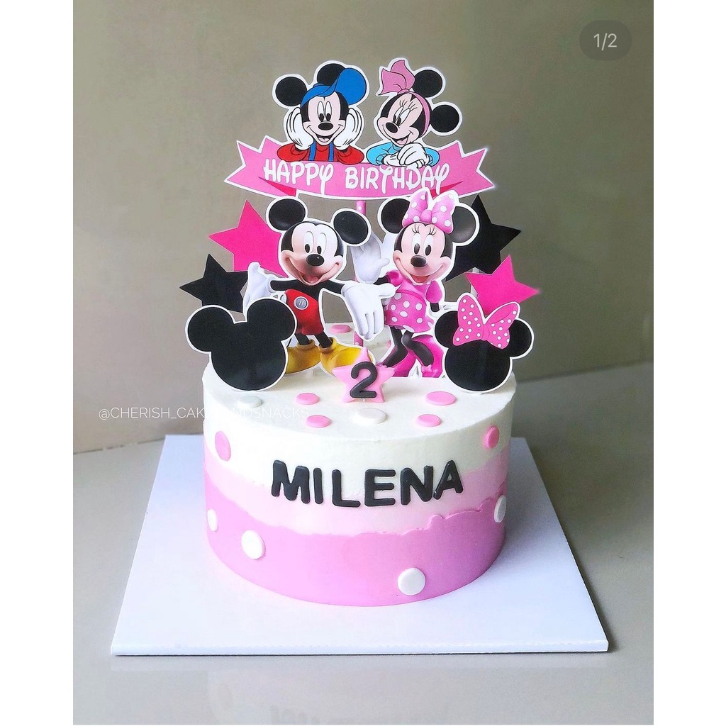 Jual Mickey Minnie Mouse Pink Bintang Topper Cake Birthday Hiasan Kue