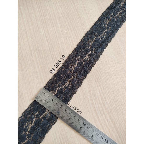 Jual Renda Stretch Lebar 5 5 Cm Warna Hitam Harga Per Yard Shopee