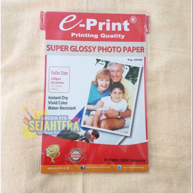 Jual KERTAS FOTO E PRINT SUPER GLOSSY 230 GSM F4 EVERYDAY Shopee