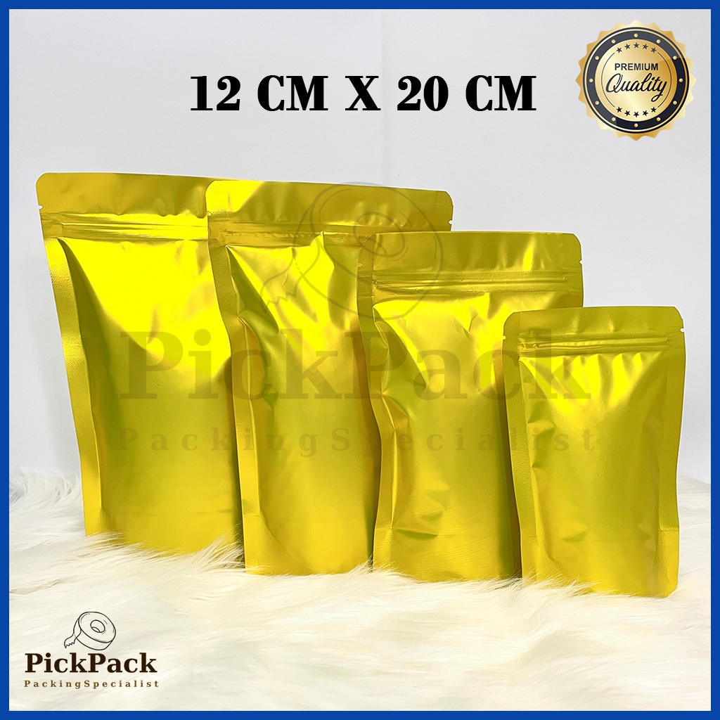 Jual Standing Pouch Klip Gold Non Window Plastik Kemasan Makanan