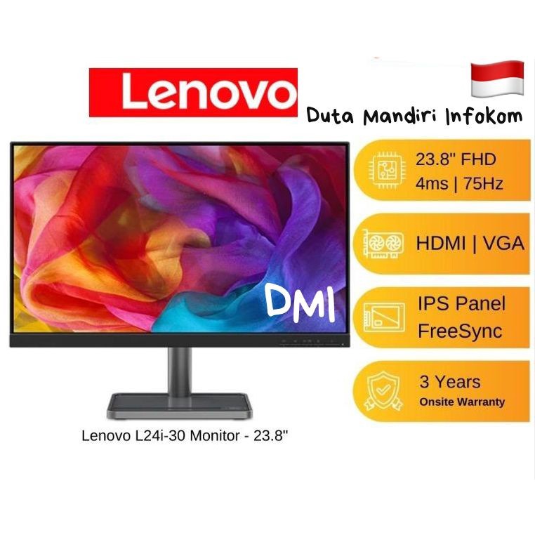 Jual Lenovo L24i 30 23 8 Inch FHD IPS 75Hz 4ms FreeSync HDMI VGA