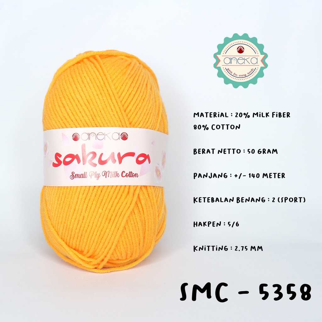 Jual Benang Rajut Katun Susu Ply Sakura Small Ply Milk Cotton Yarn