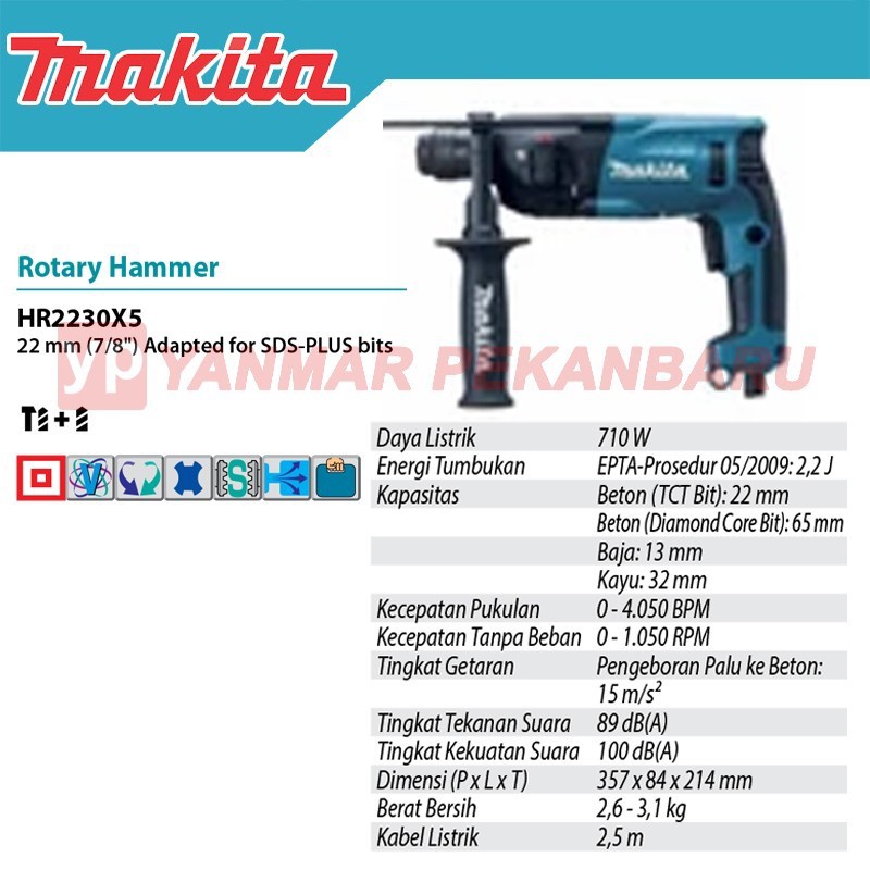 Jual Mesin Bor Rotary Hammer MAKITA HR 2230 X5 Shopee Indonesia