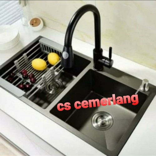 Jual Paket Kitchen Sink Onan 7541 Komplit Hitam Black Bak Cuci Piring