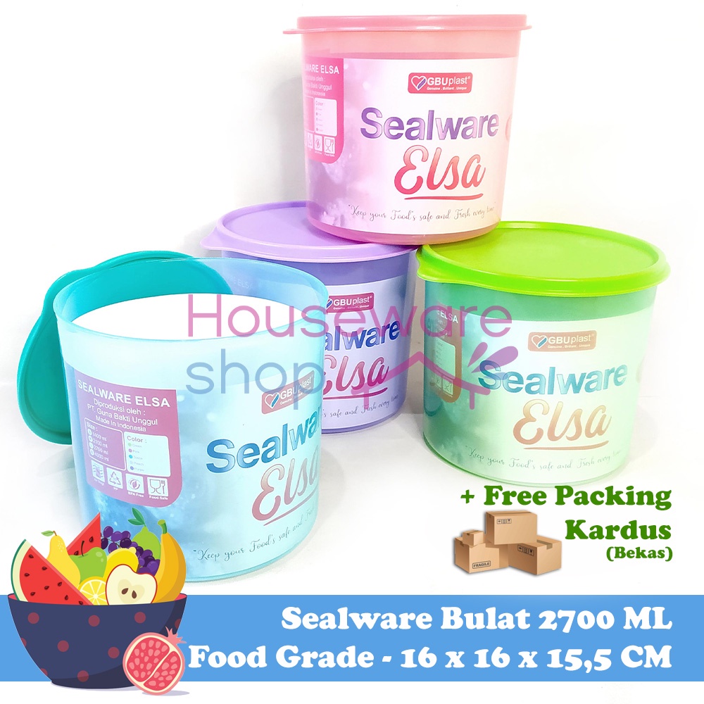 Jual Toples Plastik Sealware Bulat Elsa 2700 Ml Food Grade Hampers