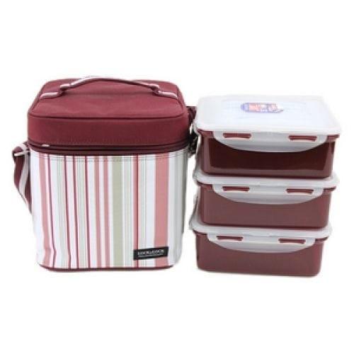 Jual Lock Lock Lunch Box Set With Purple Strip Bag Hpl856Dp 096