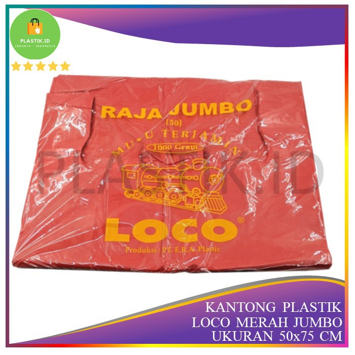 Jual KANTONG PLASTIK LOCO MERAH JUMBO UK 50 KRESEK TEBAL MURAH 1000gr