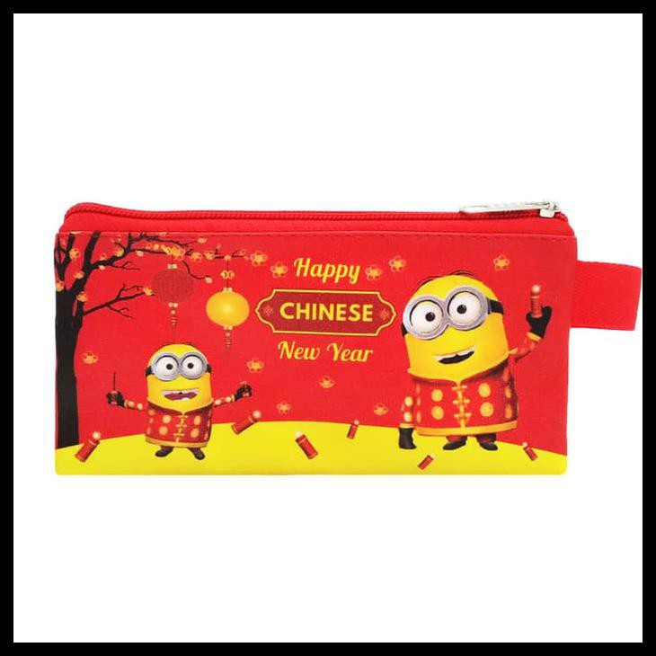 Jual Dompet Pouch Angpao Imlek Panjang Minion Chinese New Year Red