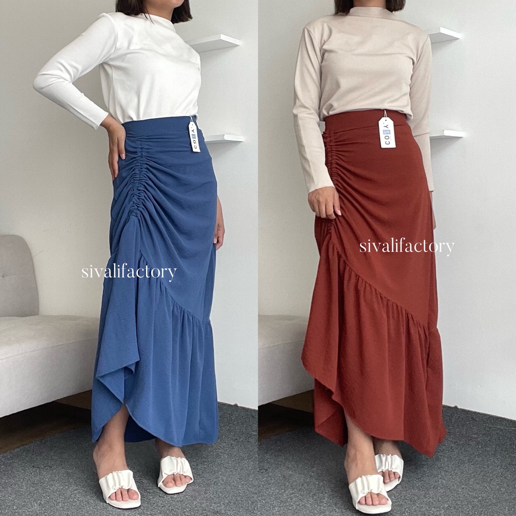 Jual Sivali Abigail Skirt Rok Serut Casual Flowy Rok Wanita Korean