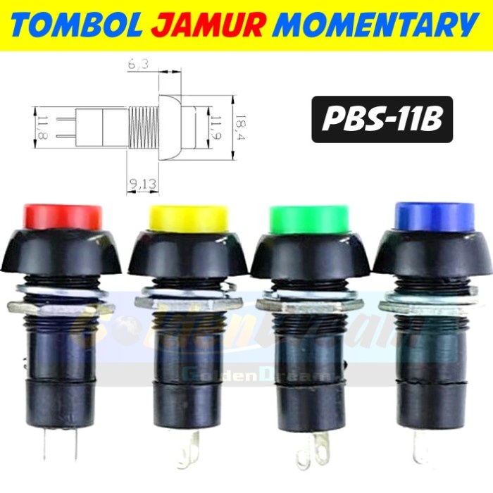 Jual Tombol Jamur Momentary Push On Button Switch Saklar Pbs B Reset