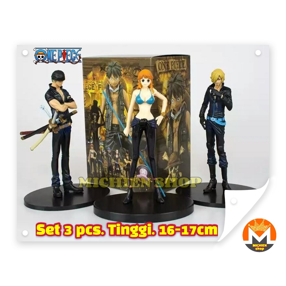 Jual Action Figure Miniatur ONE PIECE GLM GOLD Isi 3 ZORO Team