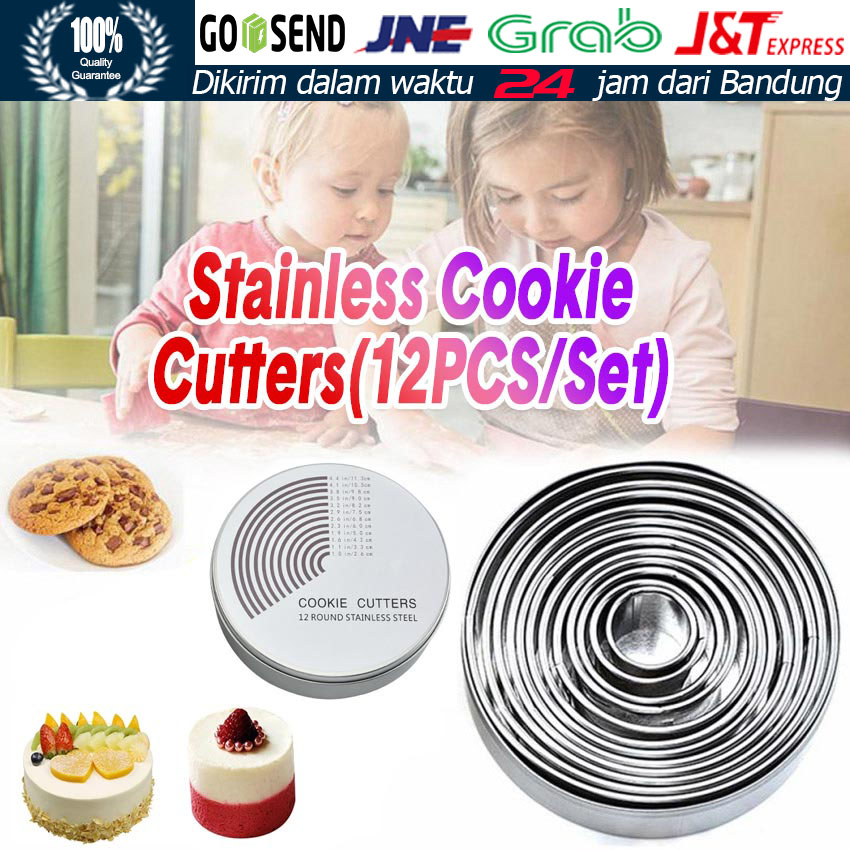 Jual Paket 12pcs Ring Cutter Bulat Stainless Cetakan Kue Fondant Mousse