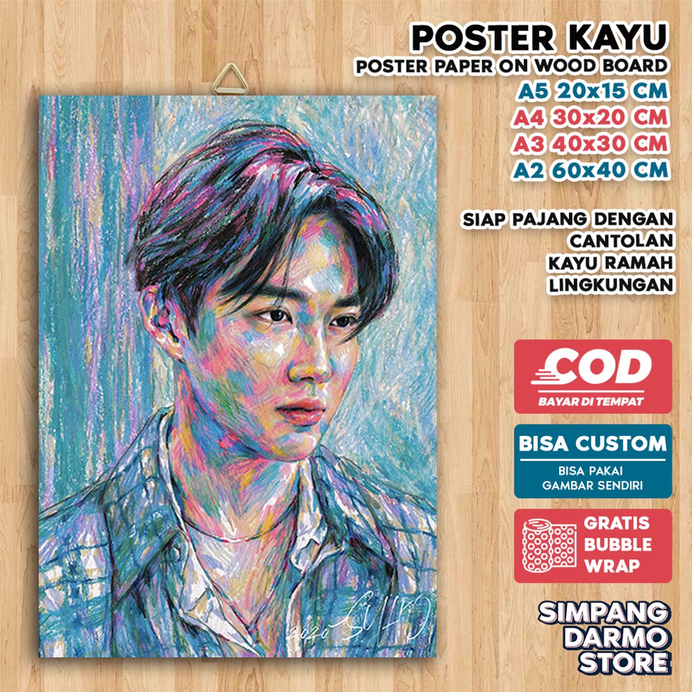 Jual Poster Kayu Exo Kpop Aesthetic Suho Baekhyun Chanyeol D O Kai