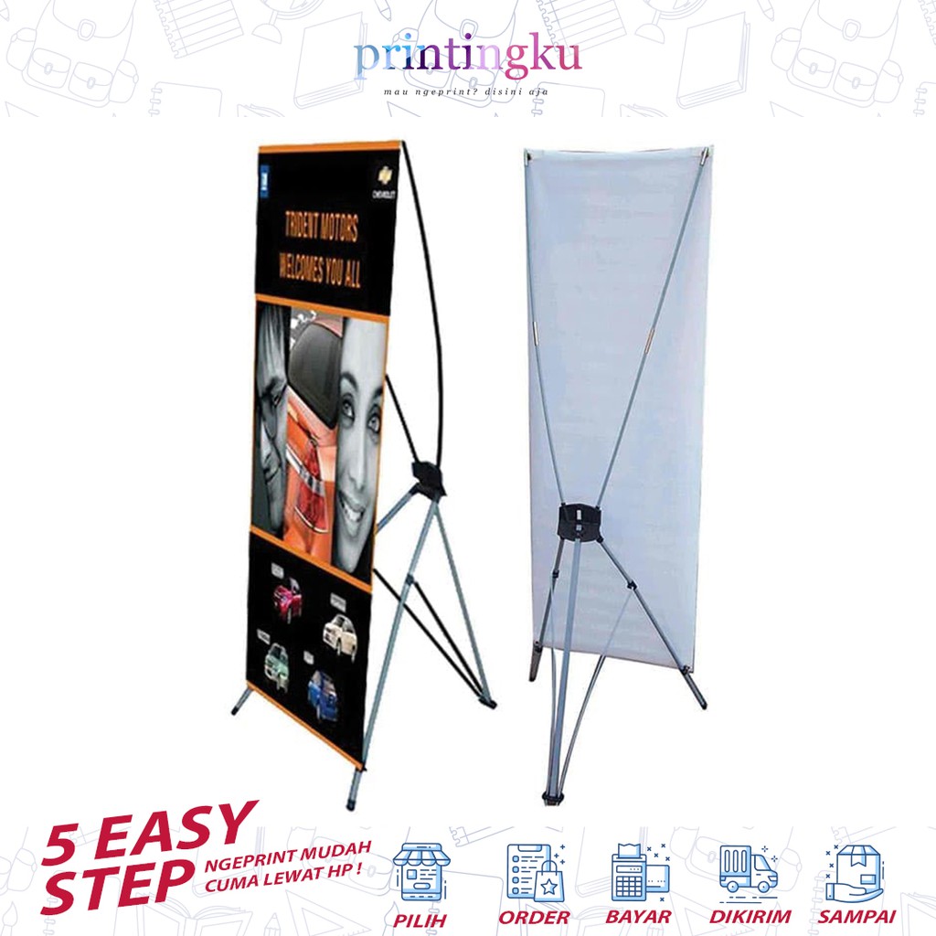 Jual PAKET SET Y BANNER CETAK SPANDUK 60X160 CM KUAT KOKOH MURAH