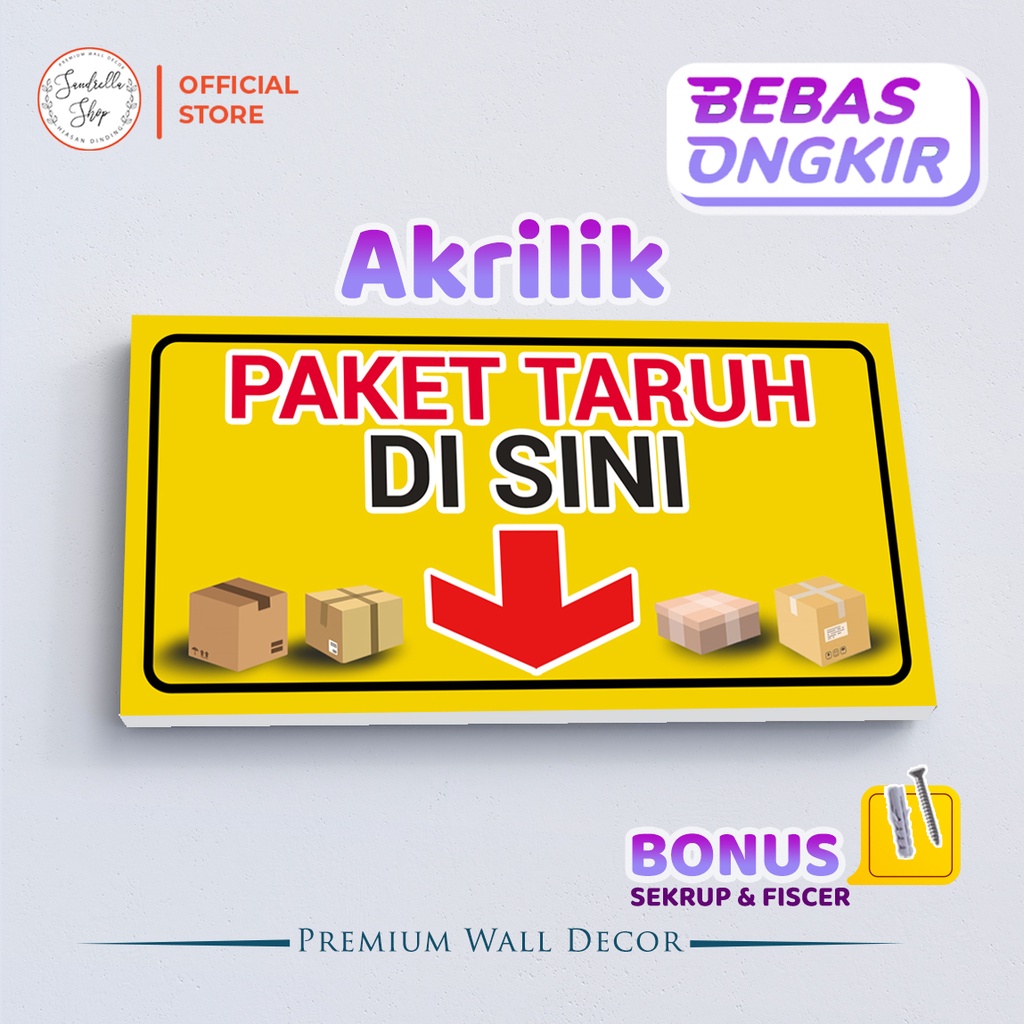 Jual Sign Akrilik Paket Taruh Disini Sign Board Acrylic Penunjuk Kurir