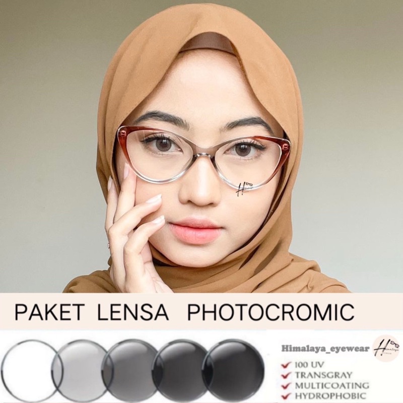 Jual Paket Photocromic Kacamata Minus Cat Eye Challa Kacamata