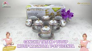 Jual VICENZA 6 Pasang Cangkir Set Tutup Motif Magnolia Coffee Tea