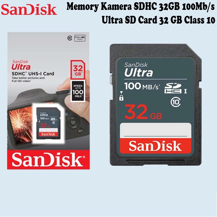 Jual Sandisk Memory Kamera DSLR SDHC 32GB 100Mb S Ultra Memori Kartu SD