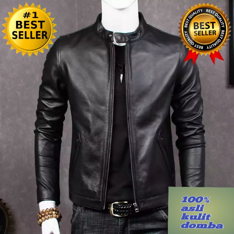 Jual Jaket Kulit Pria Asli Domba Garut Murah Polos Hitam Terlaris Super