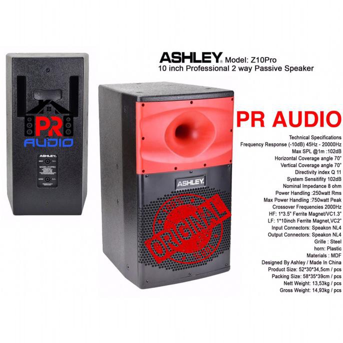 Jual Speaker Passive 2 Way Profesional Monitor Pasif ASHLEY Z10PRO