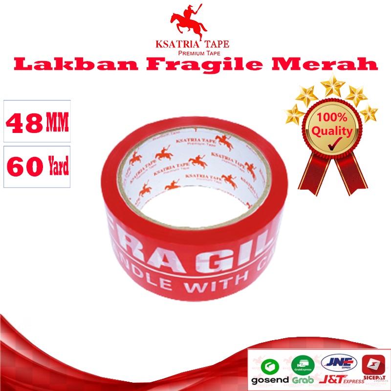 Jual TERMURAH Lakban OPP Tape Lakban Fragile Merah Putih Dunia