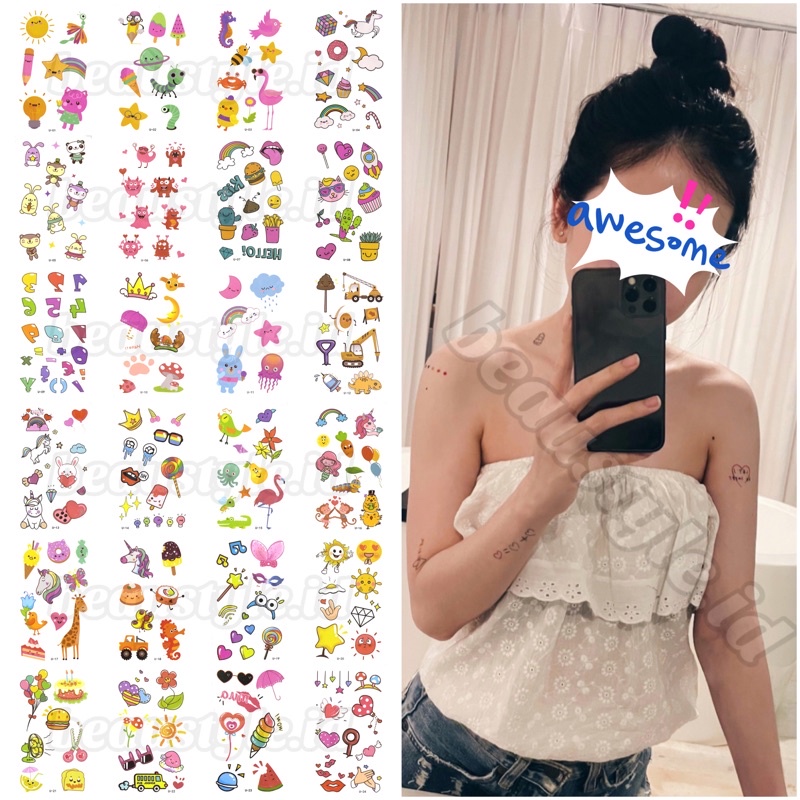 Jual U A Korean Colorful Cute Tattoo Temporary Waterproof Sticker Tato