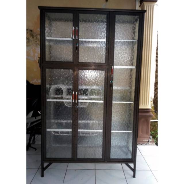 Jual Rak Piring Aluminium Pintu Frame Coklat Kaca Es Shopee