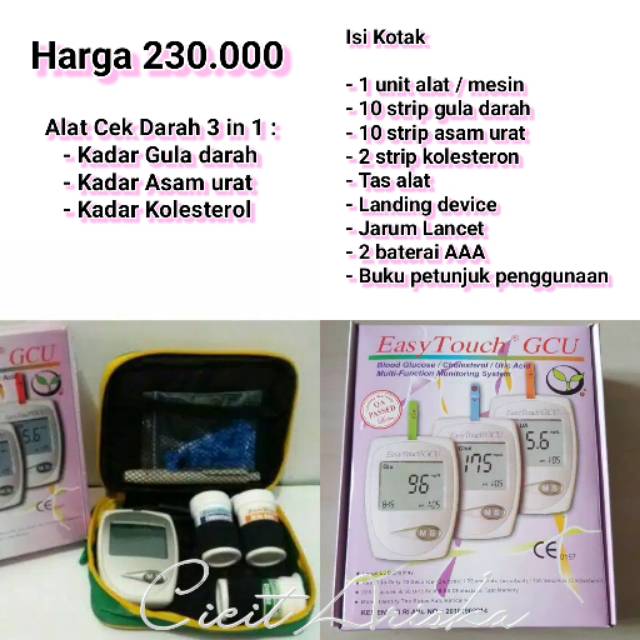 Jual Alat Cek Darah Easy Touch Gcu Shopee Indonesia