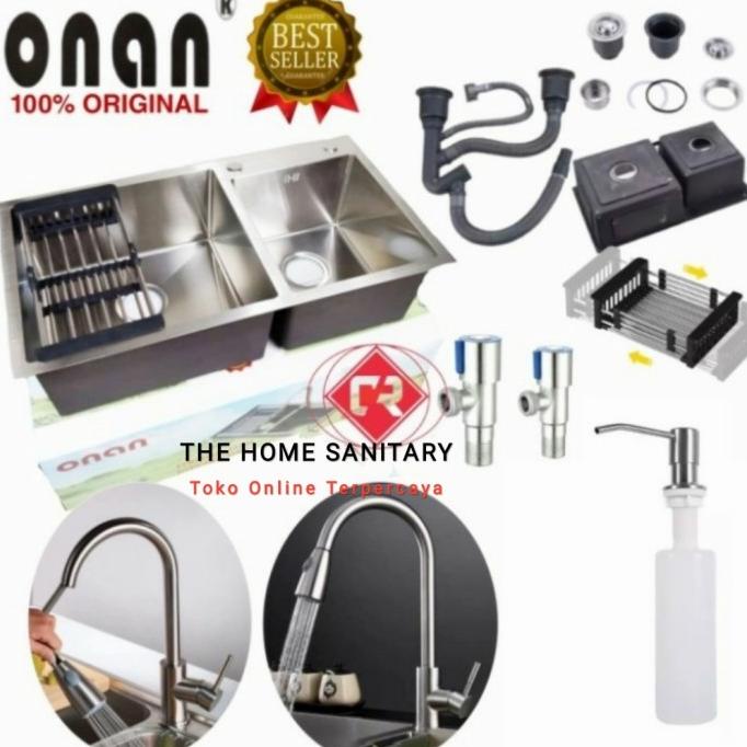 Jual PAKET LENGKAP KITCHEN SINK ONAN 8245 PAKET KRAN TARIK STAINLESS