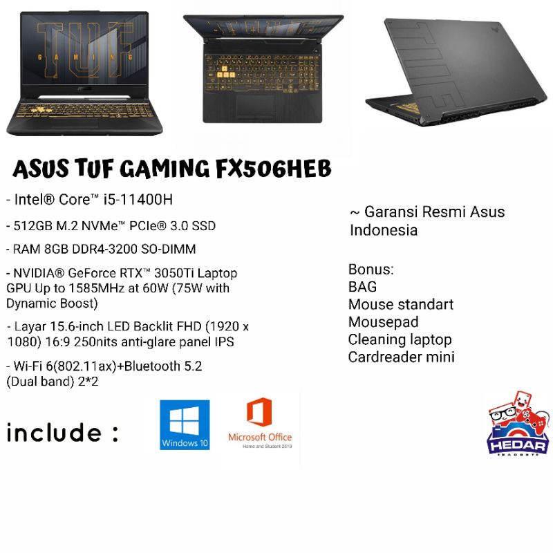 Jual Asus Tuf Fx Heb I H Gb Gb Rtx Ti W Ohs Fhd