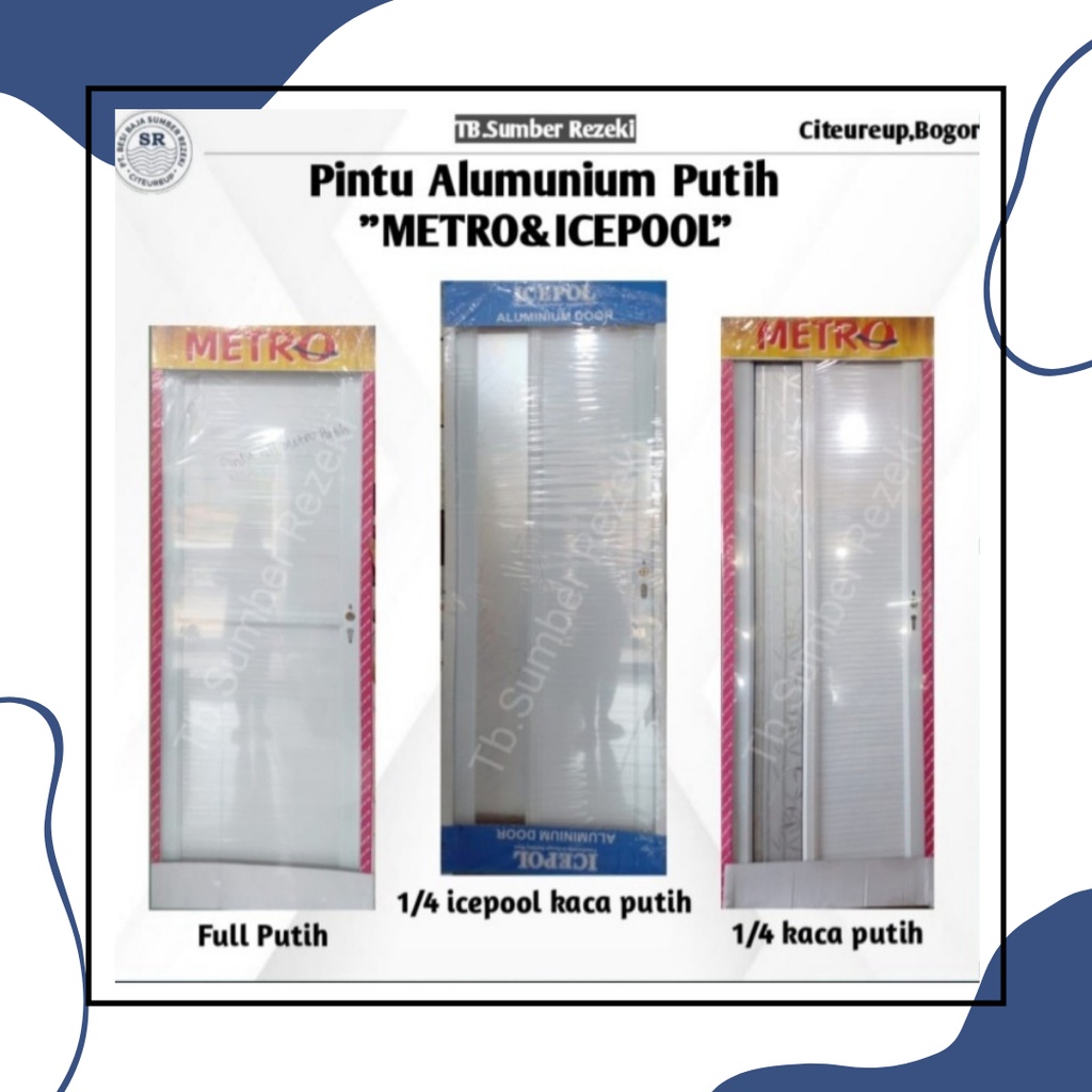 Jual Pintu Aluminium Kaca Kamar Mandi Dan Dapur Metro Putih Dan Icepol