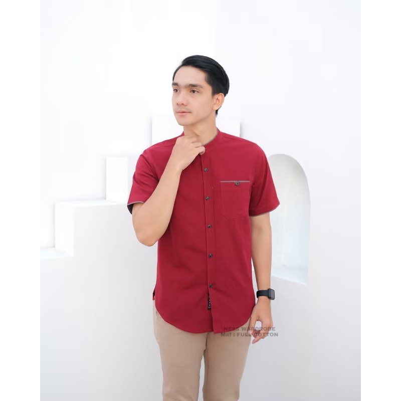 Jual Kemko Kemeja Koko Pria Polos Berkualitas Terkini M L Xl Merah