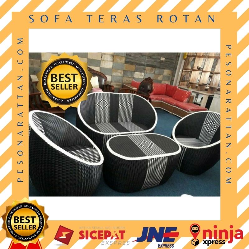 Jual Kursi Sofa Korsi Teras Santai Anyaman Rotan Sintetis Gentong Putri