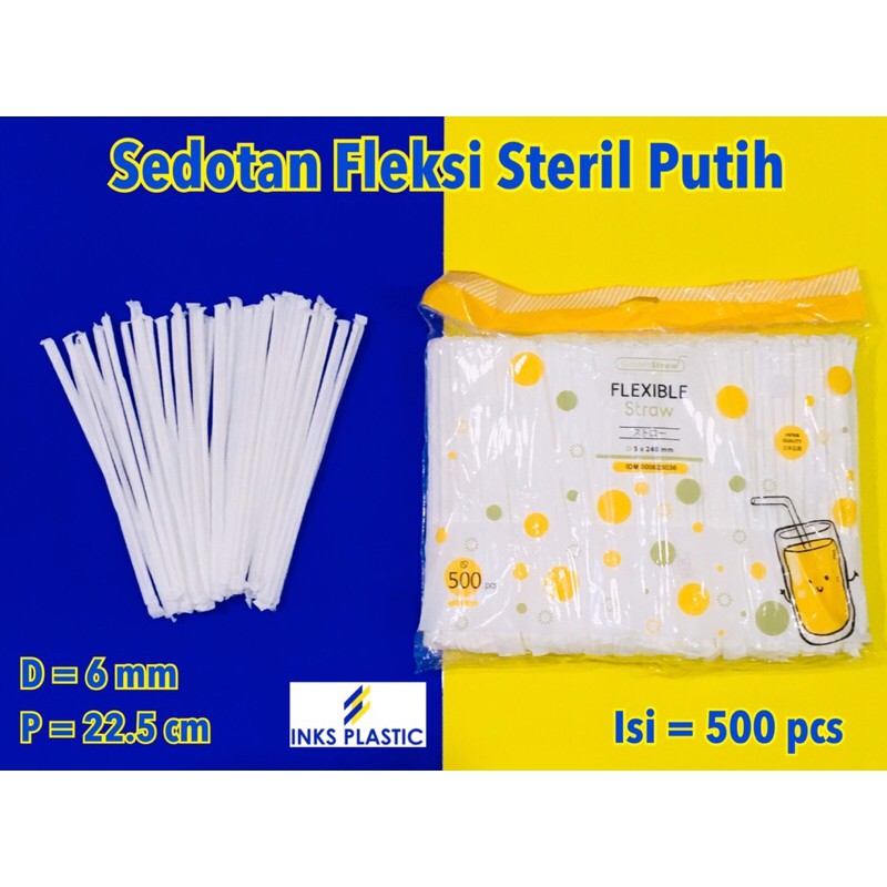 Jual Sedotan Straw Steril Putih Tekuk Bungkus Kertas Pcs