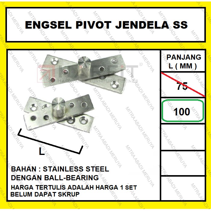 Jual Engsel Putar Pintu Jendela Stainless Engsel Pivot Jendela SS 100mm